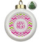 Pink & Green Chevron Ceramic Ball Ornament - Christmas Tree (Personalized)