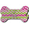 Pink & Green Chevron Ceramic Dog Ornament - Front & Back w/ Monogram