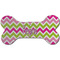 Pink & Green Chevron Ceramic Dog Ornament - Front w/ Monogram