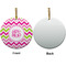 Pink & Green Chevron Ceramic Flat Ornament - Circle Front & Back (APPROVAL)