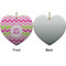 Pink & Green Chevron Ceramic Flat Ornament - Heart Front & Back (APPROVAL)