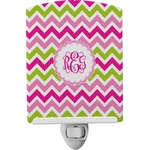 Pink & Green Chevron Ceramic Night Light (Personalized)