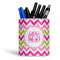 Pink & Green Chevron Ceramic Pen Holder