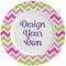 Pink & Green Chevron Ceramic Dinner Plates (Set of 4) (Personalized)