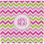Pink & Green Chevron Ceramic Tile Hot Pad (Personalized)