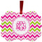 Pink & Green Chevron Christmas Ornament (Front View)