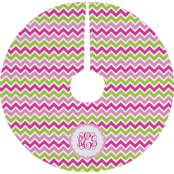 Custom Pink & Green Chevron Tree Skirt (Personalized)