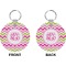 Pink & Green Chevron Circle Keychain (Front + Back)
