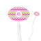 Pink & Green Chevron 7" Oval Plastic Stir Sticks - Clear (Personalized)