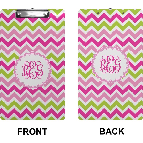 Pink & Green Chevron Clipboard (Legal) (Front + Back)