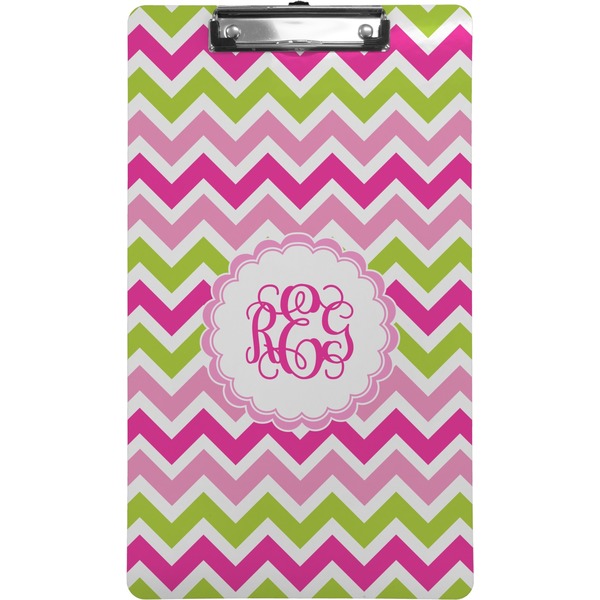 Custom Pink & Green Chevron Clipboard (Legal Size) (Personalized)