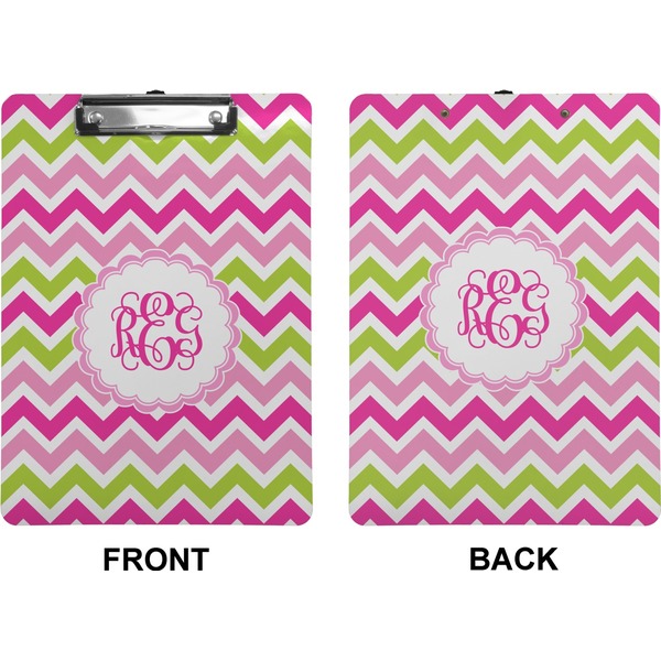 Pink & Green Chevron Clipboard (Letter) (Front + Back)