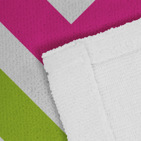 Pink & Green Chevron Close up of Fabric