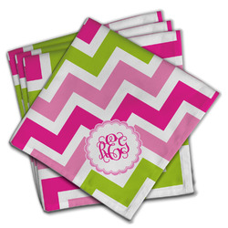 Pink & Green Chevron Cloth Napkins (Set of 4) (Personalized)
