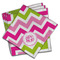 Pink & Green Chevron Cloth Napkins - Personalized Dinner (PARENT MAIN Set of 4)