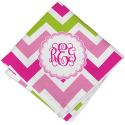 Pink & Green Chevron Cloth Napkin w/ Monogram