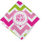 Pink & Green Chevron Cloth Napkins - Personalized Lunch (Folded Four Corners)
