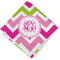 Pink & Green Chevron Cloth Napkin w/ Monogram