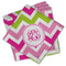 Pink & Green Chevron Cloth Napkins - Personalized Lunch (PARENT MAIN Set of 4)