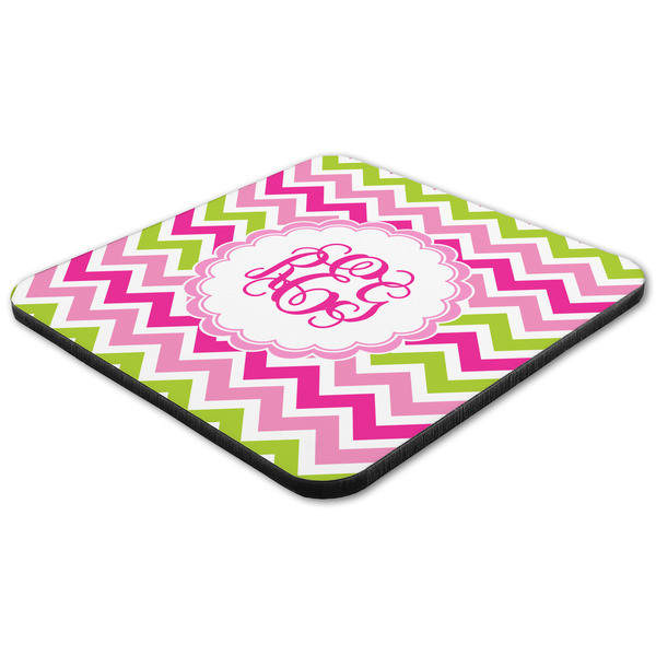 Pink & Green Chevron Coaster Set - FLAT (one)