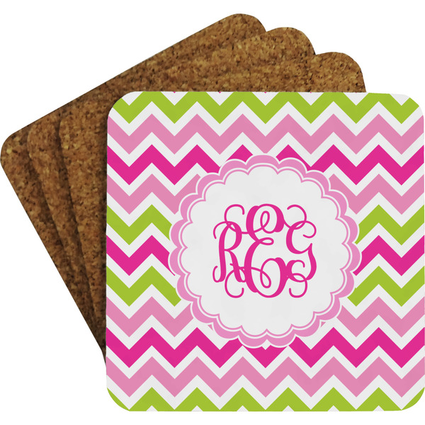 Pink & Green Chevron Coaster Set (Personalized)