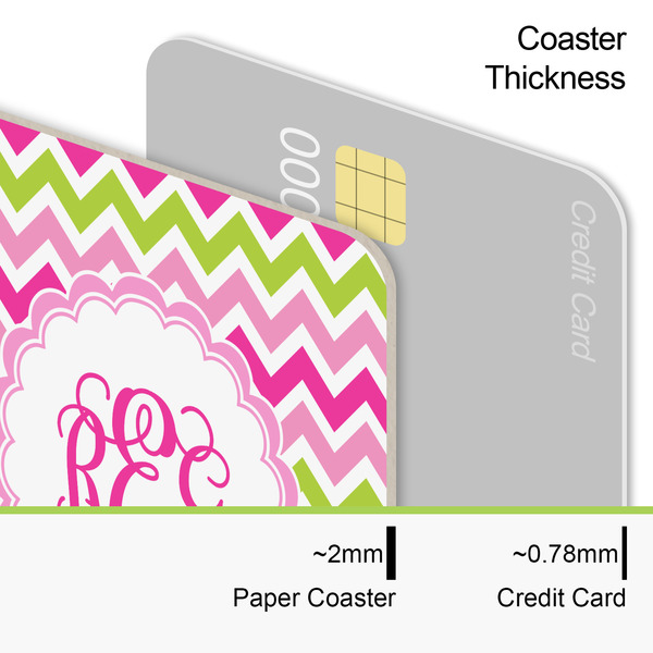 Pink & Green Chevron Coaster Thickness