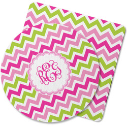 Pink & Green Chevron Rubber Backed Coaster (Personalized)
