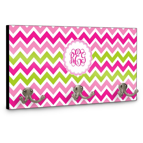 Pink & Green Chevron Coat Hanger Main