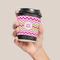 Pink & Green Chevron Coffee Cup Sleeve - LIFESTYLE