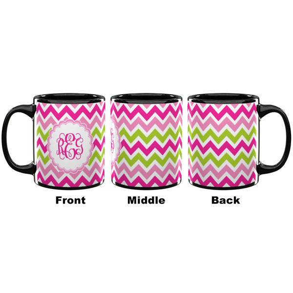 Pink & Green Chevron Coffee Mug - 11 oz - Black APPROVAL