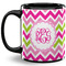 Pink & Green Chevron Coffee Mug - 11 oz - Full- Black