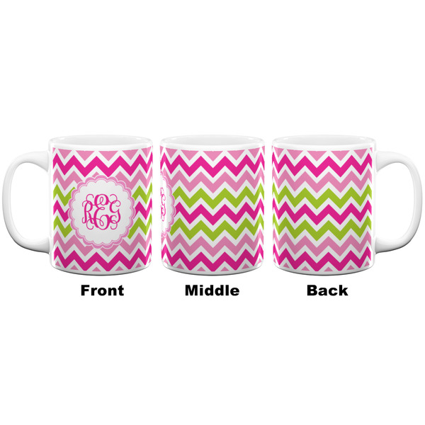 Pink & Green Chevron Coffee Mug - 11 oz - White APPROVAL