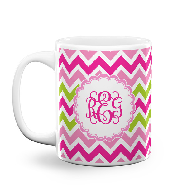 Custom Pink & Green Chevron Coffee Mug (Personalized)