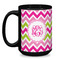 Pink & Green Chevron Coffee Mug - 15 oz - Black