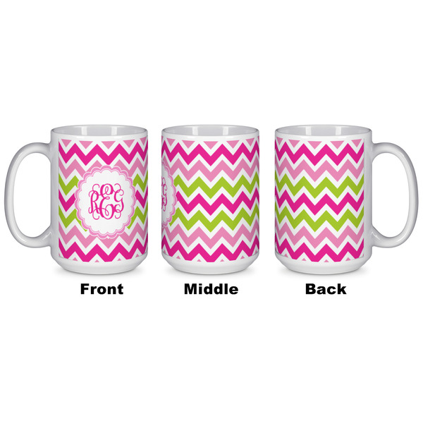 Pink & Green Chevron Coffee Mug - 15 oz - White APPROVAL