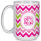 Pink & Green Chevron Coffee Mug - 15 oz - White Full