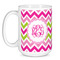 Pink & Green Chevron Coffee Mug - 15 oz - White