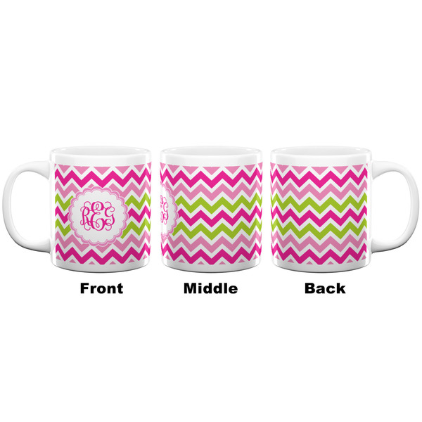 Pink & Green Chevron Coffee Mug - 20 oz - White APPROVAL
