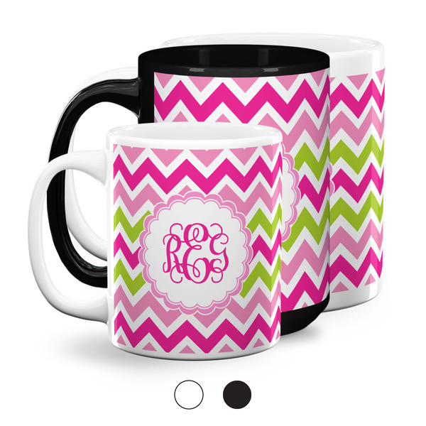Pink & Green Chevron Coffee Mugs Main