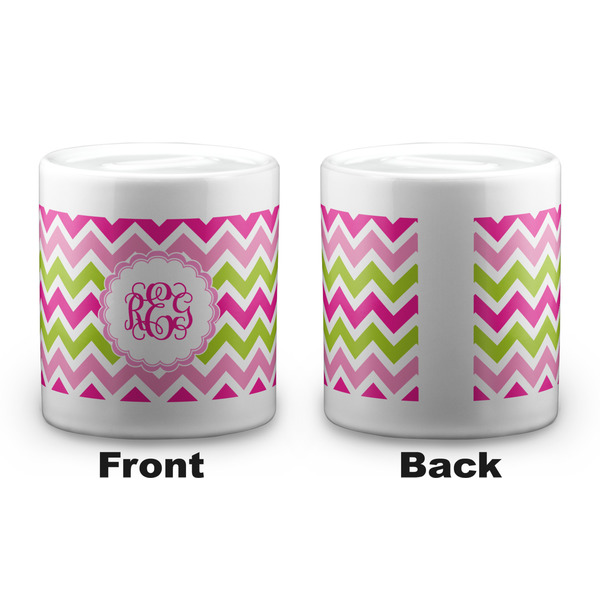 Pink & Green Chevron Coin Bank - Apvl