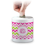 Pink & Green Chevron Coin Bank (Personalized)