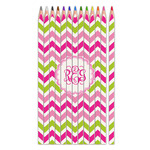 Pink & Green Chevron Colored Pencils (Personalized)