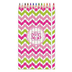 Pink & Green Chevron Colored Pencils (Personalized)