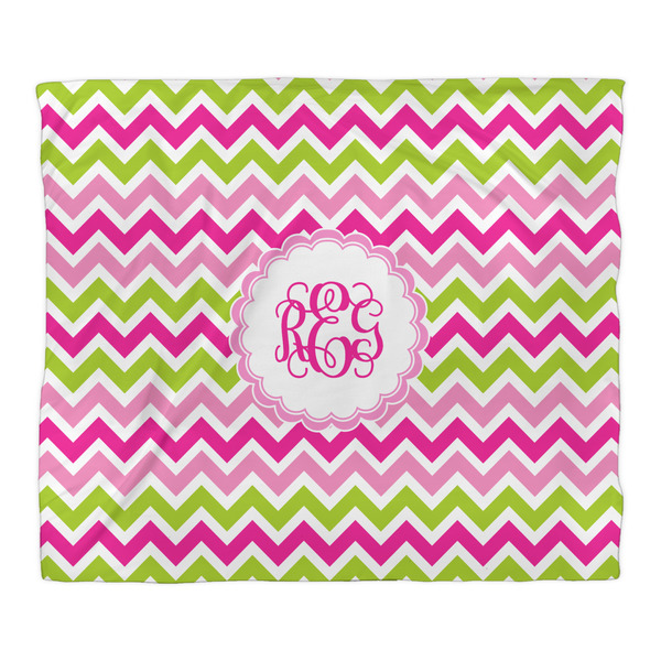 Pink & Green Chevron Comforter - King - Front