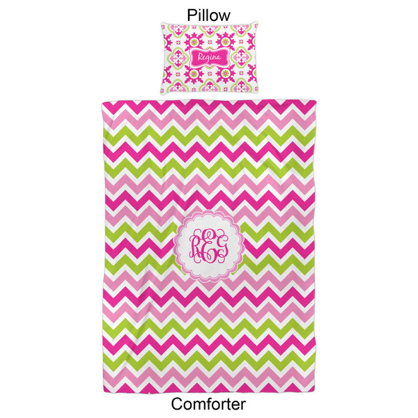 Pink & Green Chevron Comforter Set - Twin XL - Approval