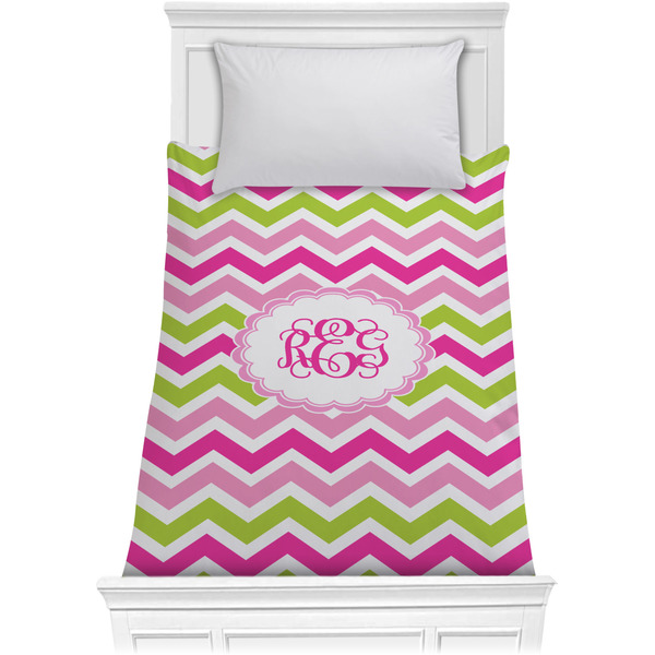 Pink & Green Chevron Comforter (Twin)