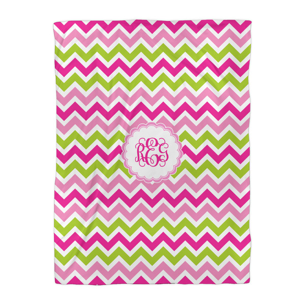 Pink & Green Chevron Comforter - Twin XL - Front