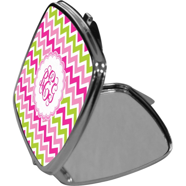 Pink & Green Chevron Compact Mirror (Side View)