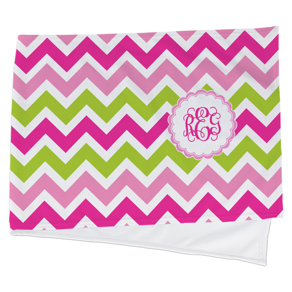 Custom Pink & Green Chevron Cooling Towel (Personalized)