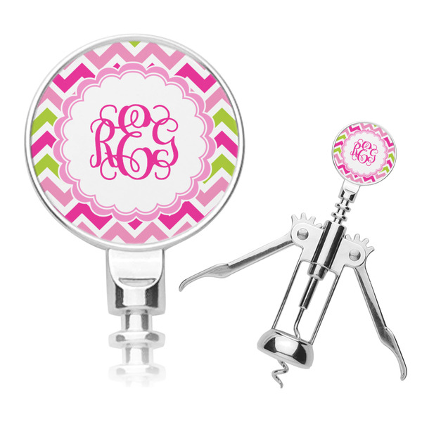 Custom Pink & Green Chevron Corkscrew (Personalized)
